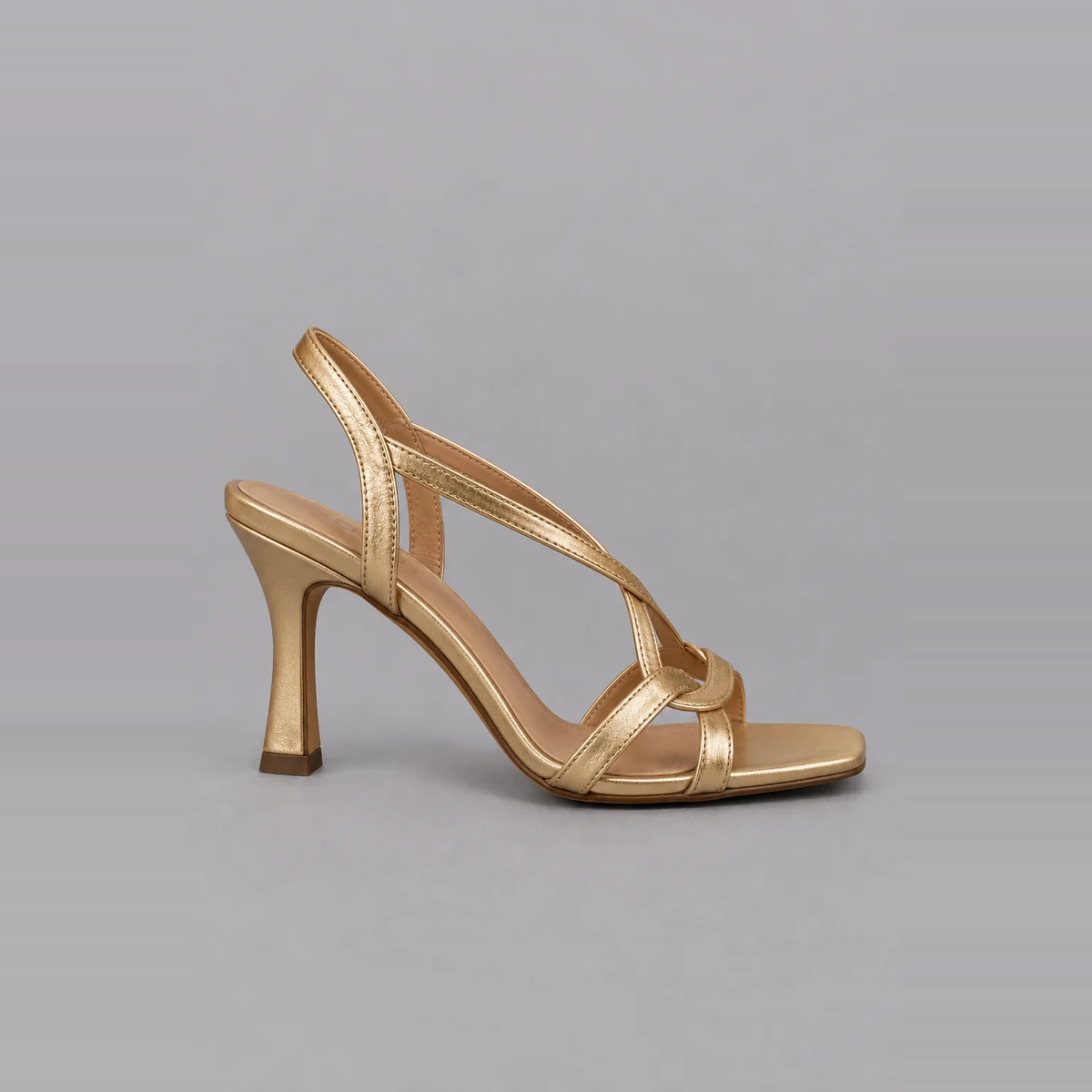 Daria | Golden Strappy Slingback Heels