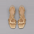 Daria | Golden Strappy Slingback Heels