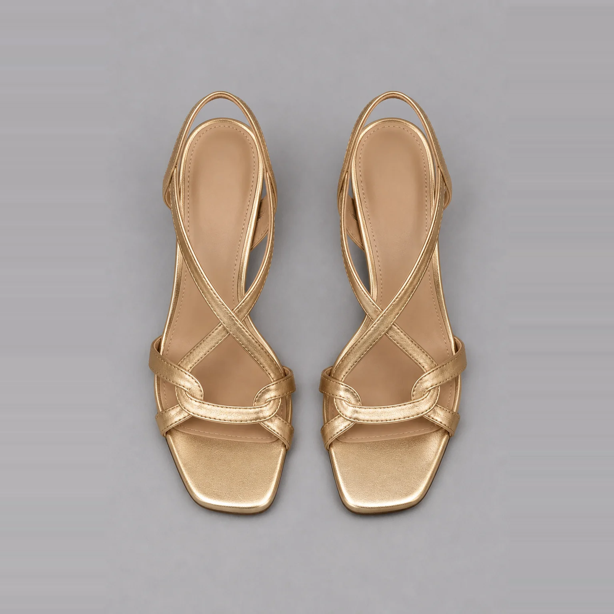 Daria | Golden Strappy Slingback Heels