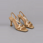 Daria | Golden Strappy Slingback Heels