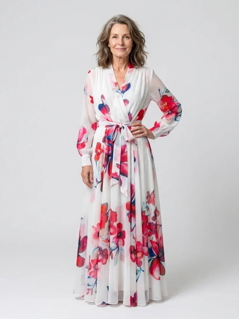 Piper | Long Sleeve Floral Wrap Maxi Dress