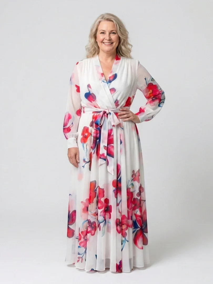 Piper | Long Sleeve Floral Wrap Maxi Dress