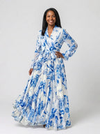 Piper | Long Sleeve Floral Wrap Maxi Dress