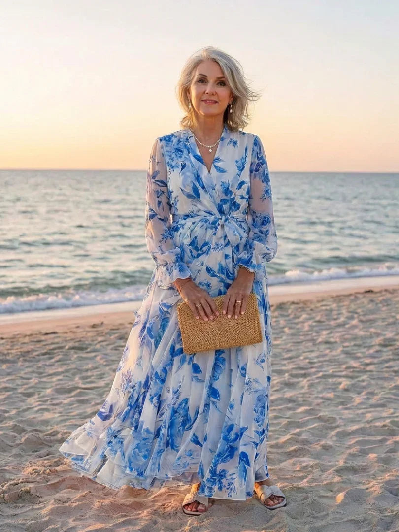 Piper | Long Sleeve Floral Wrap Maxi Dress