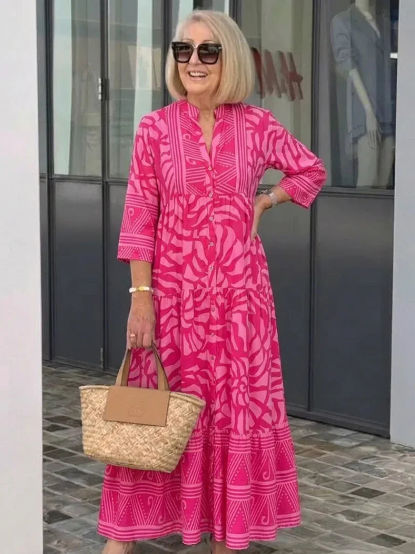 Alba | Button-Through Midi Dress