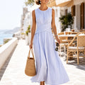 Veda | Sleeveless Striped Wrap-Waist Maxi Dress