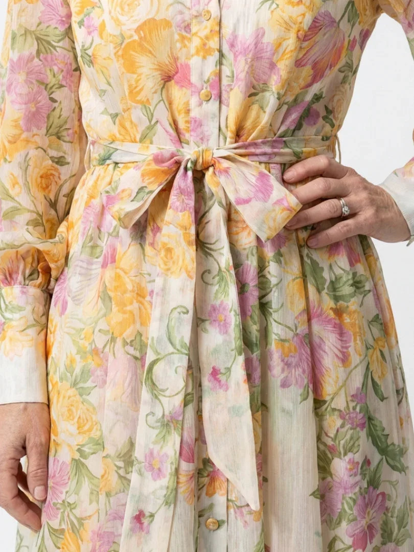 Penelope | Sheer Floral Long Sleeve Maxi Dress