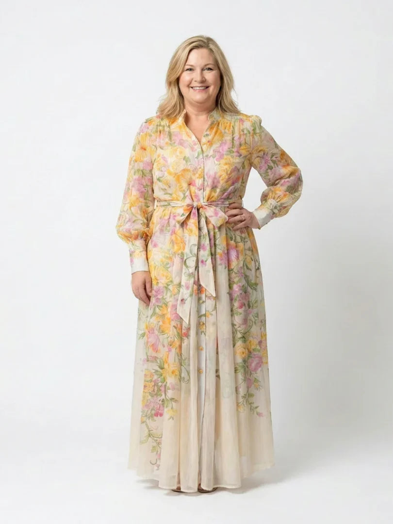 Penelope | Sheer Floral Long Sleeve Maxi Dress