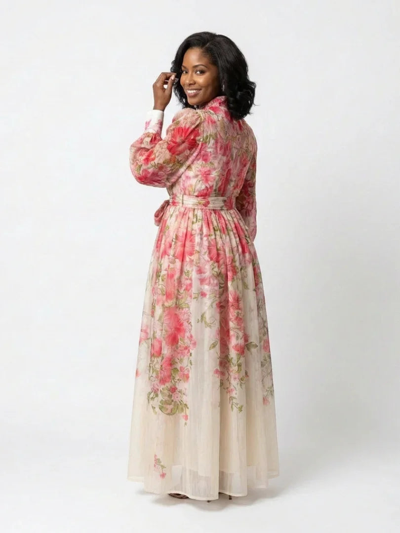 Penelope | Sheer Floral Long Sleeve Maxi Dress