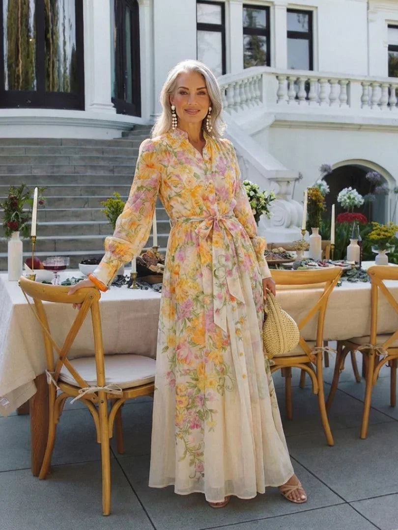 Penelope | Sheer Floral Long Sleeve Maxi Dress