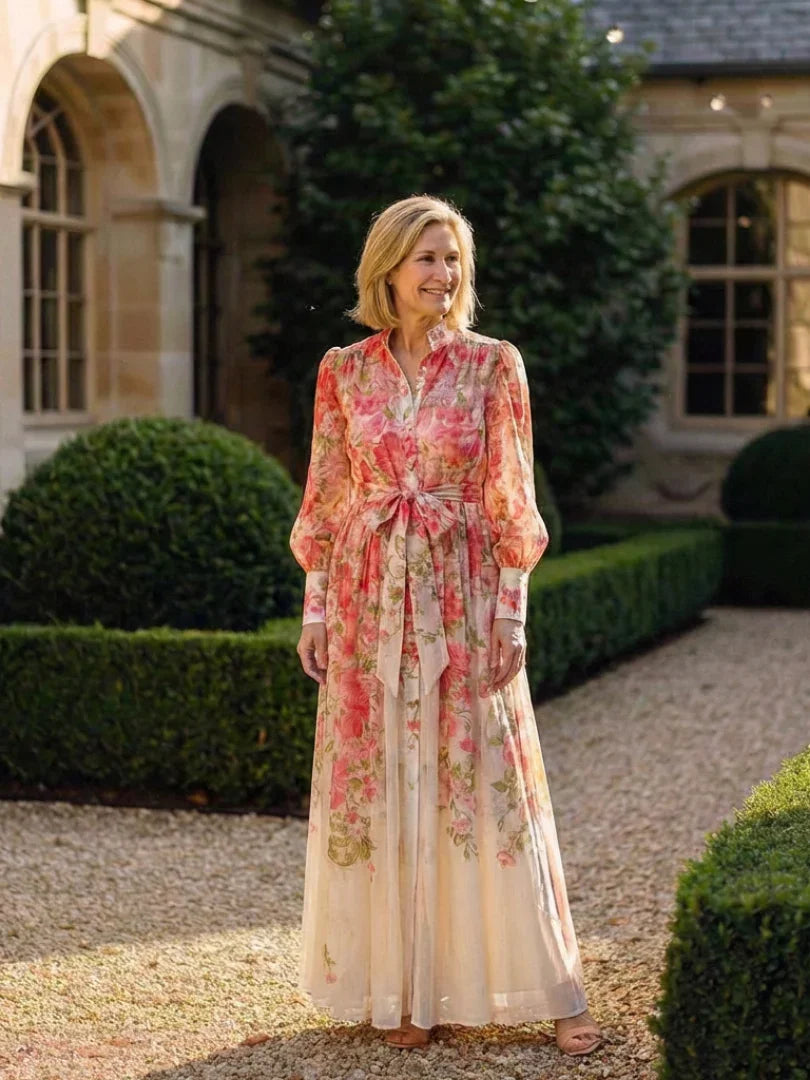 Penelope | Sheer Floral Long Sleeve Maxi Dress